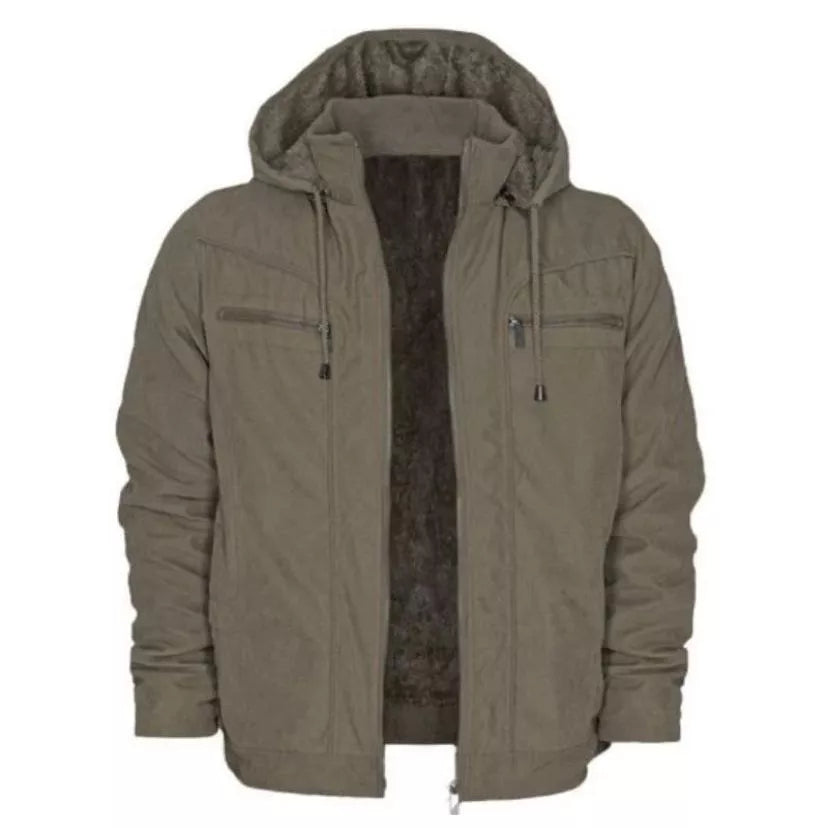 Veste en sergé pour homme avec capuche et poches doublées