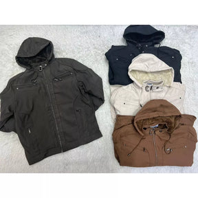 Veste en sergé pour homme avec capuche et poches doublées