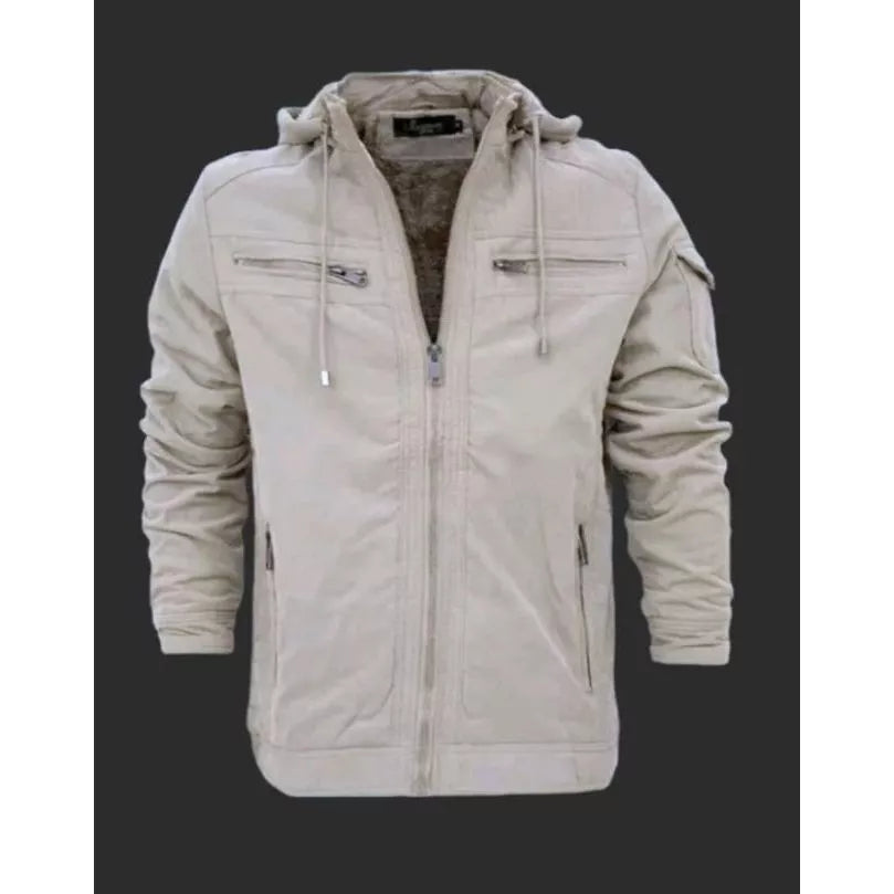 Veste en sergé pour homme avec capuche et poches doublées