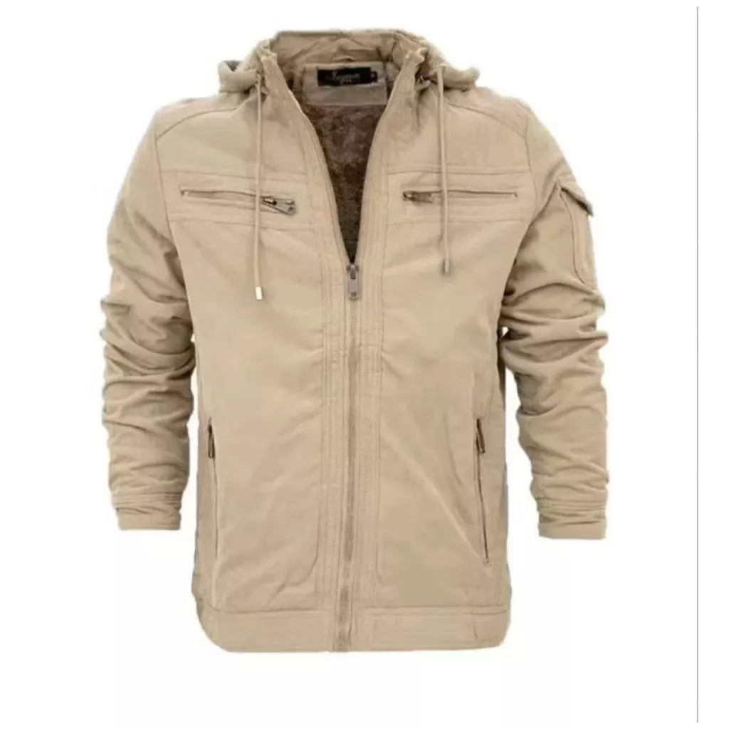 Veste en sergé pour homme avec capuche et poches doublées