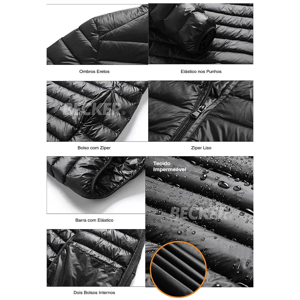 Doudoune imperméable en nylon pour homme avec poches et capuche